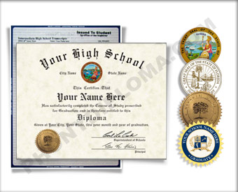 Fake High School Diploma and Transcript Design from the 1980s HS 80s D+T
